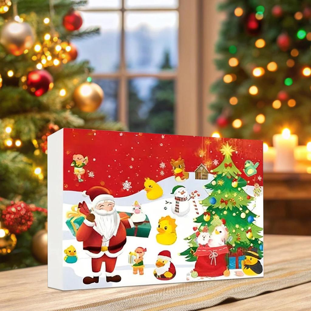 Christmas Duck Ornament Advent 2D Acrylic Charm Decor 24 Days Duck Pendant Countdown Calendar For Home Car Rearview Mirror