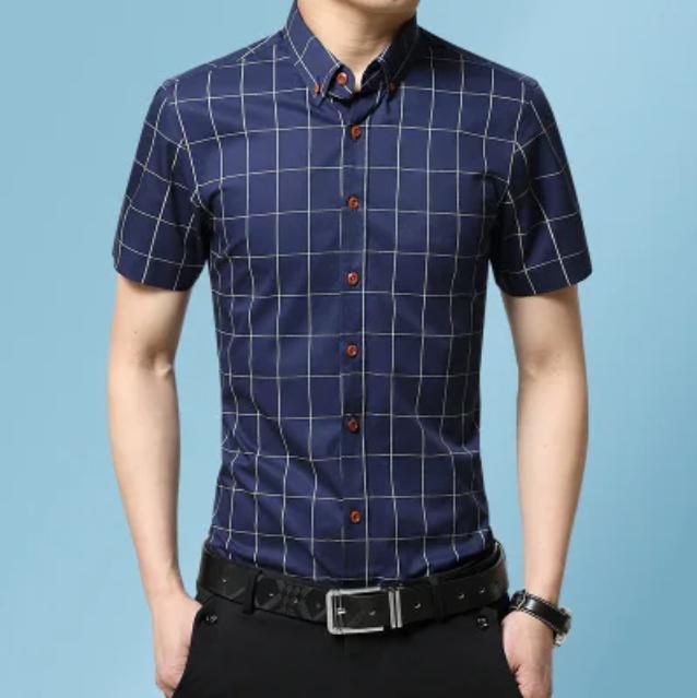 

Летние мужские рубашки с короткими рукавами. Мужские повседневные рубашки. Корейские тонкие рубашки. XXXL алиса синий