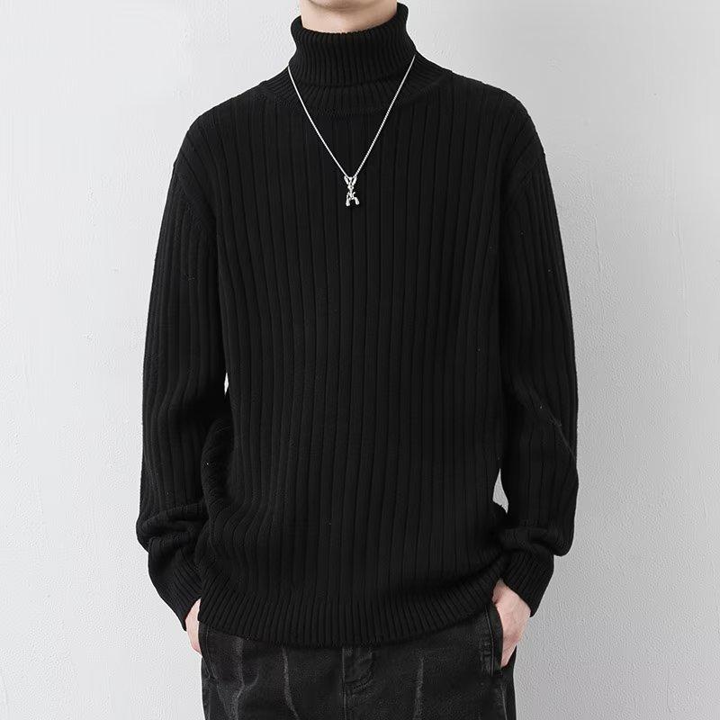 

Men s Trendy Slim Fit High Neck Cable Knit Sweater - Autumn/Winter Collection XXL чорний