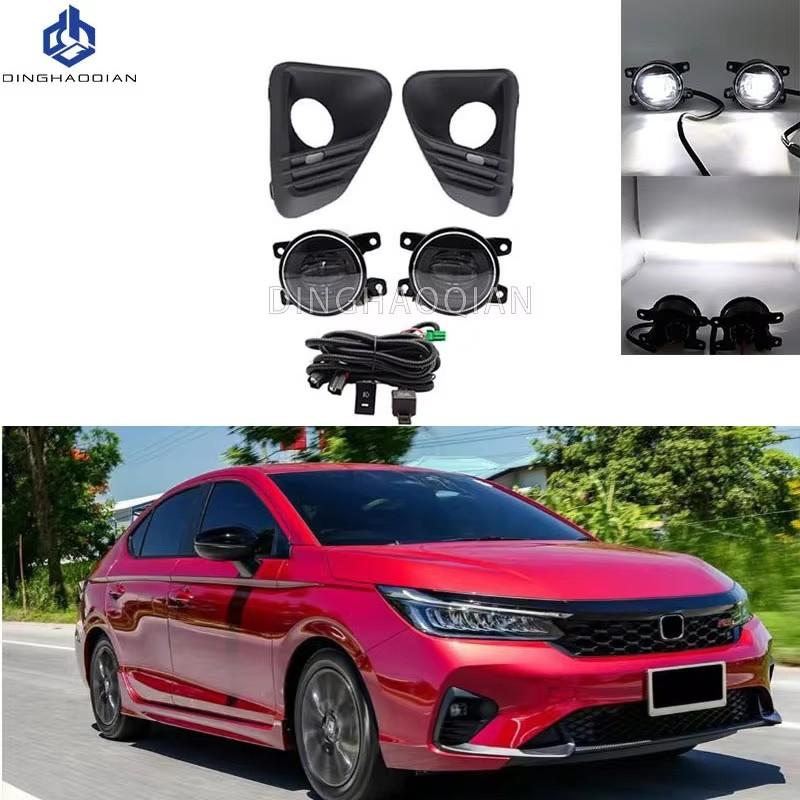 

1 пара светодиодных противотуманных фар в сборе для переднего бампера автомобиля, лампа для вождения, противотуманная фара, комплект проводки и переключателя для Honda CITY City 2023 2024 CN