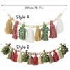 Boho Style Christmas Tassel Ornaments Colorful Tassel Banner New Year Hanging Pendant  Home Decor