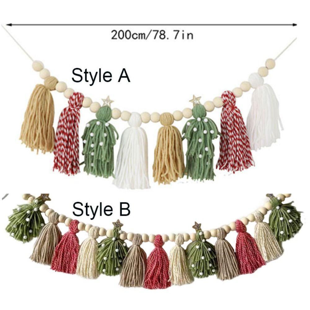 Boho Style Christmas Tassel Ornaments Colorful Tassel Banner New Year Hanging Pendant Home Decor