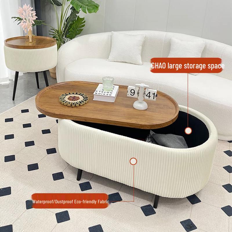 Stylish Compact Storage Combo: Round Coffee Table & Sofa Side Table Set