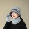 Hat Women Autumn and Winter Woolen Hat Mother Hat Outdoor Bike Protection Ear Warm Old Lady Knit Hat