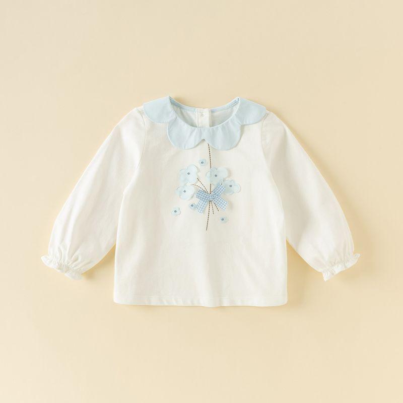 David Bella Girls' Pure Cotton Long-Sleeved T-Shirt Baby Class a Base Shirt 2026 Spring New Style Kidsren's Stylish Top