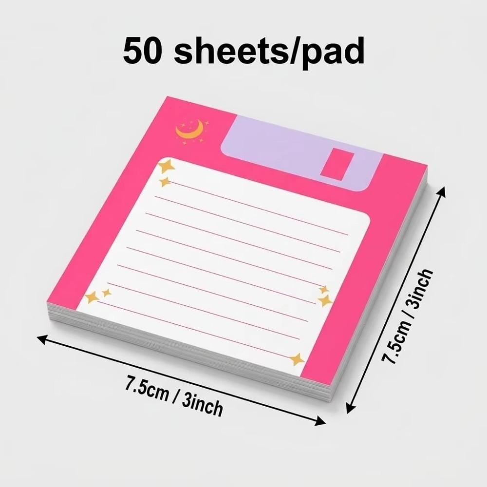 4pcs Set Celestial Moon Floppy Disk Sticky Notes Lined Sticky Note Book Home Office