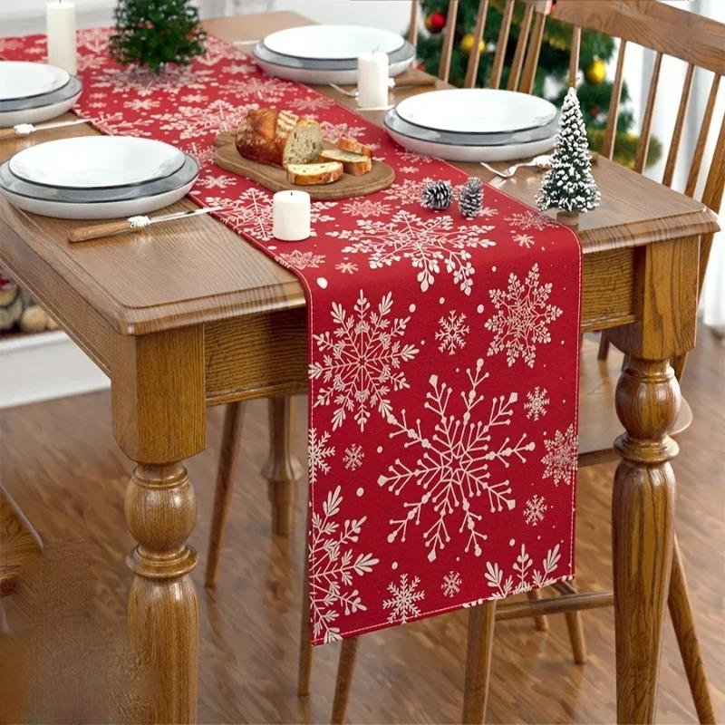 1pc Christmas Snowflake Pattern Table Runner, Festive Holiday Dining Decor for Xmas & Warm Winter Gatherings