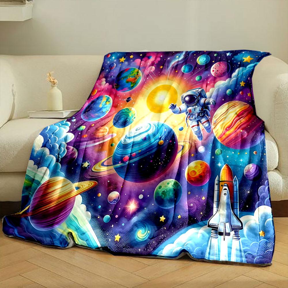 "Colorful Cosmic Adventure Blanket" print blanket soft and cozy perfect for the living room bed sofa or a nap,gift