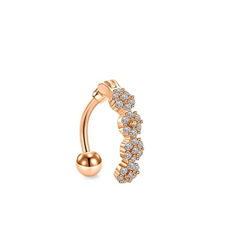 Upside Down Peach Heart Teardrop Zircon Belly Button Ring, 316 Stainless Steel Navel Jewelry