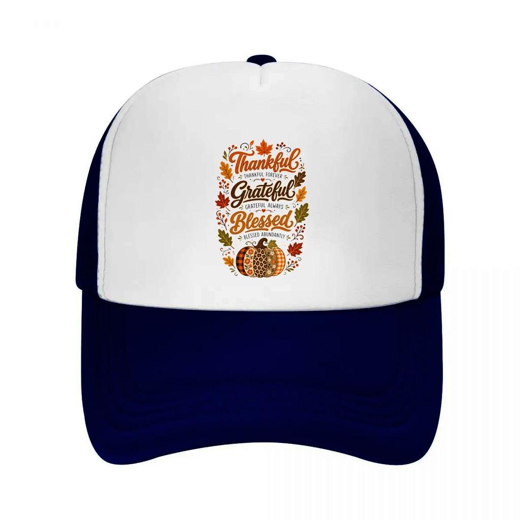 Autumn Harvest Gratitude Script Quot Mesh Baseball Cap Casual Hat Outdoor For Womens Unisex FeUnisex