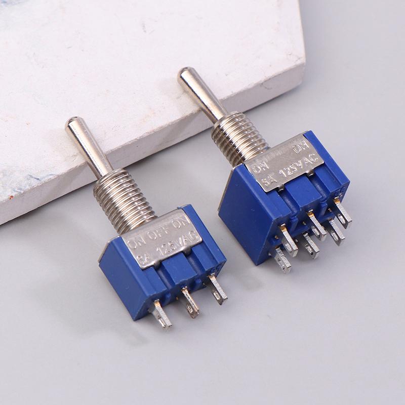Mini Toggle Switch 3 Position 2 Position 3-Pin 6-Pin ON OFF ON DPDT DPST 6A 125VAC 3A 250VAC Latching Flat Handle For Car