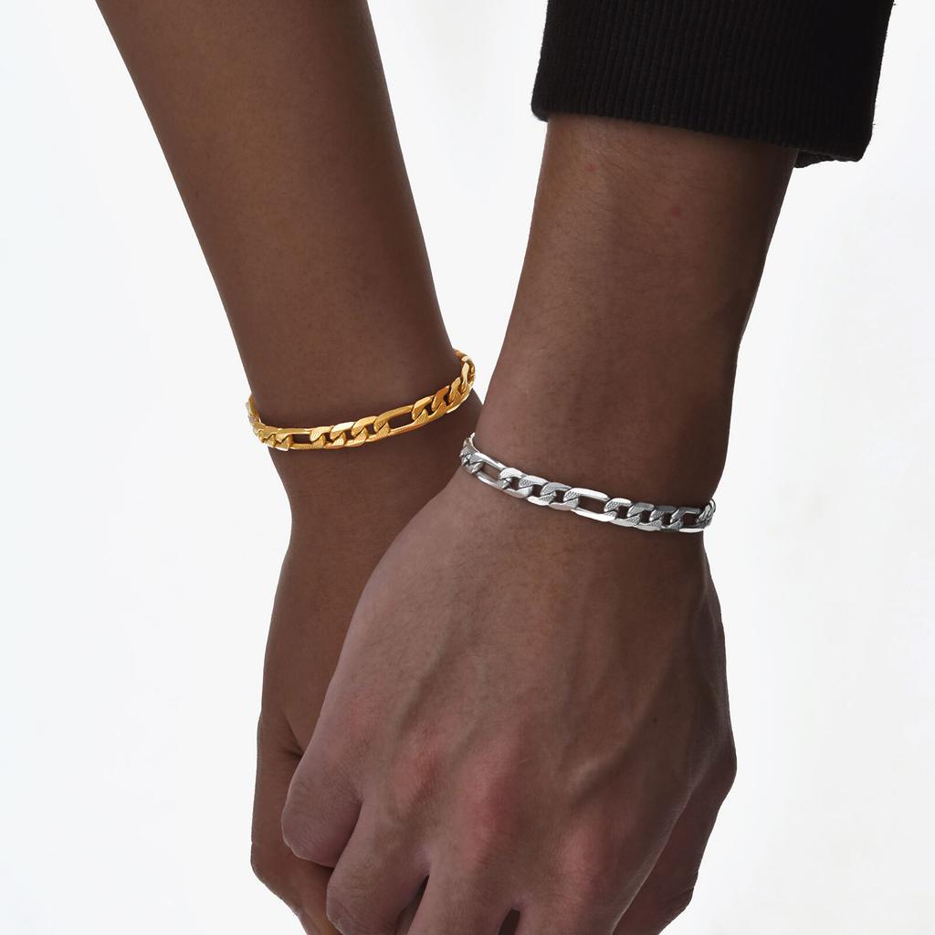 Vnox Simple Stainless Steel Chain Bracelet For Women Men,Link Adjustable Gold Silver Color Couple Bracelets,Fashion Hand Jewelry