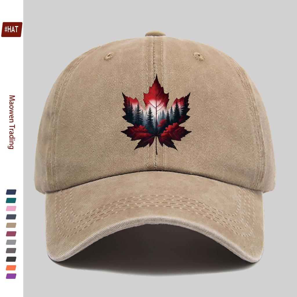 pc Red Maple Leaf Print Pattern Baseball Cap Fashion Decor Sun Hat for Travel Lovers Truck Driver Papa Hat Comfortable And L