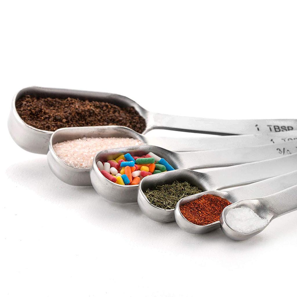 A Set Measuring Dry And Liquid Stainless Steel Measuring Spoon 6Pcs