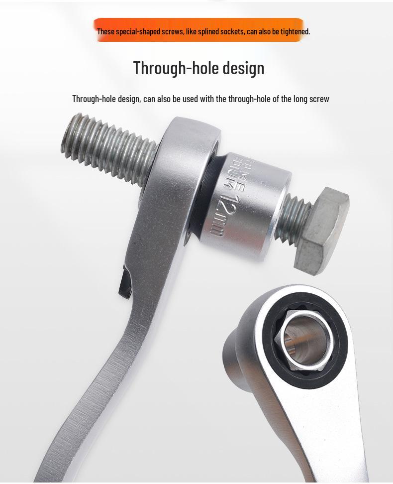 Two-way Through-hole Ratchet Socket Set - 12-Point Gear Socket Bit Holder Tool