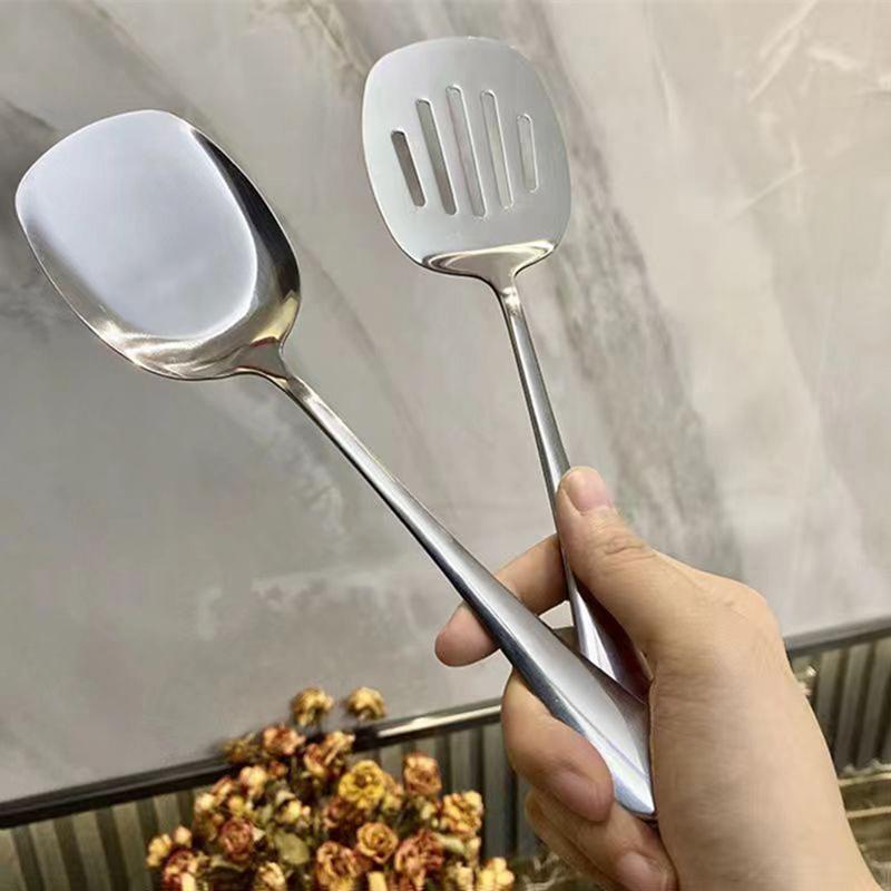 Łyżka do warzyw ze stali nierdzewnej, nieszczelna łyżka, łopatka do garnka, smażona łopatka, łyżka do zupy, gotowanie, smażenie, przybory kuchenne