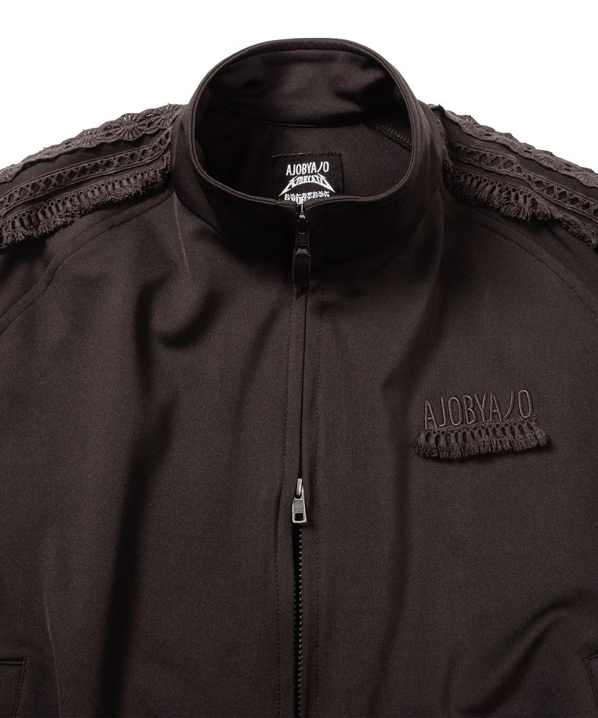 AJOBYAJO Multi Lace Trim Raglan Track Jacket [Dark Brown]