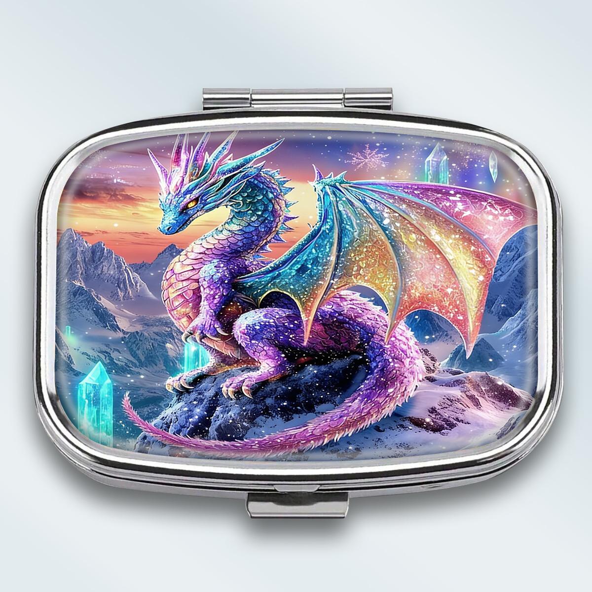 

Portable Pill Box with 2 Compartments, Mini Metal Medicine Organizer Case, Cute Printed Pill Container for Vitamins, Pills, Jewelry, Travel, Daily Use