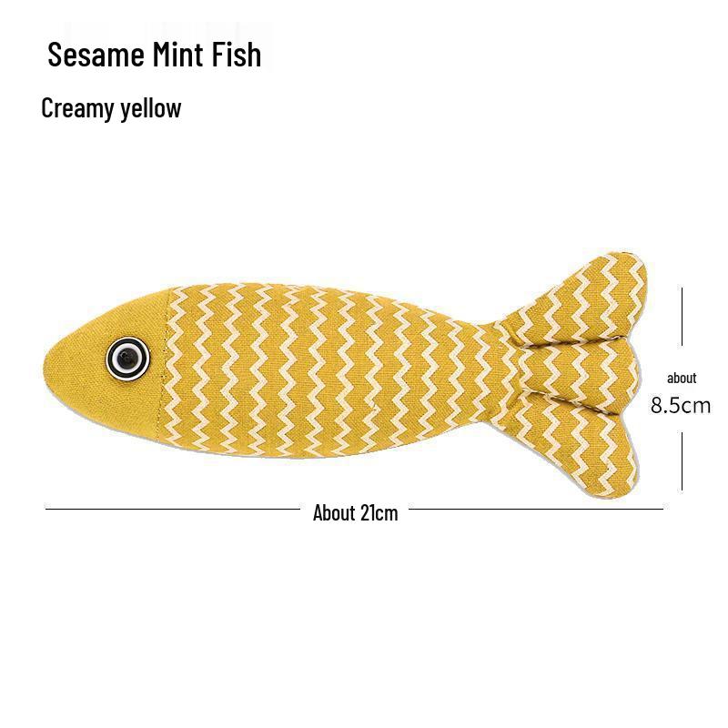 Catnip Burlap Fish Teether for Kittens - Self-Play Boredom Relief Toy