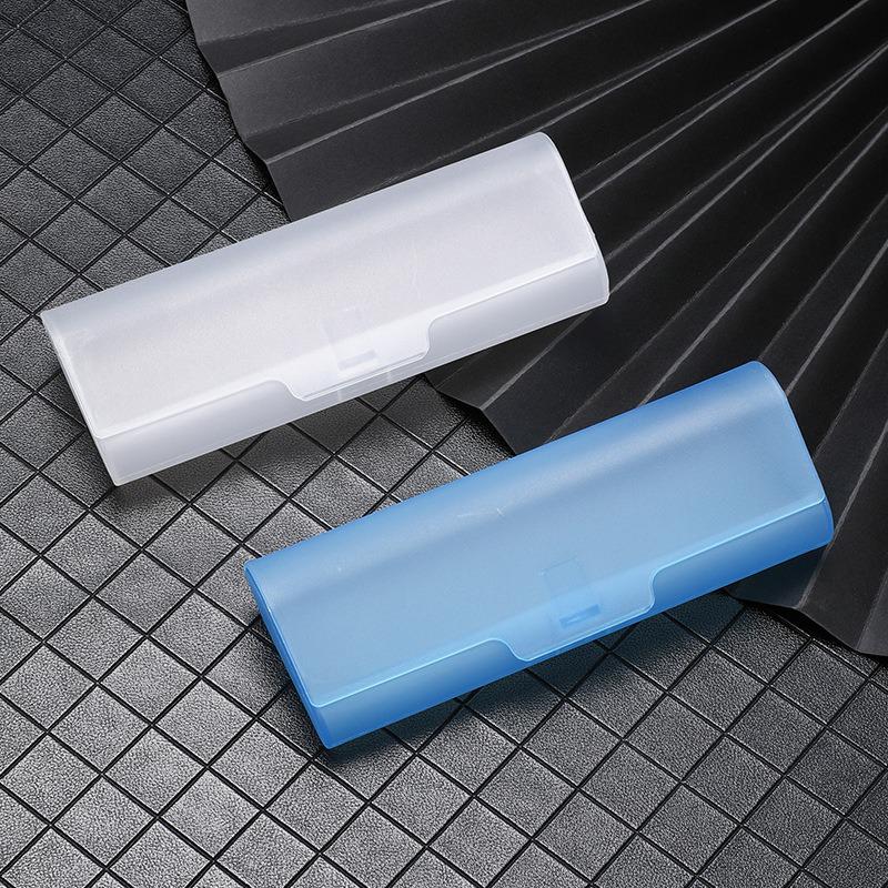 Simple White & Blue Plastic Eyeglass and Mirror Case for Reading and Myopia Glasses