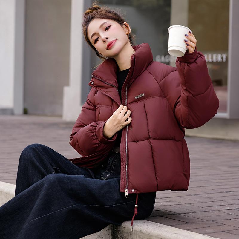 Contrast color cotton clothes women's short winter new loose leisure college style thickened bread clothes jacket