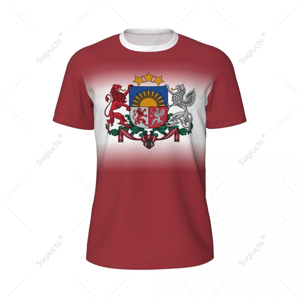 Sports Mesh T-shirt Latvia Flag For Running Bike Soccer Tennis Football Fitness Tees 3D Printed Custom