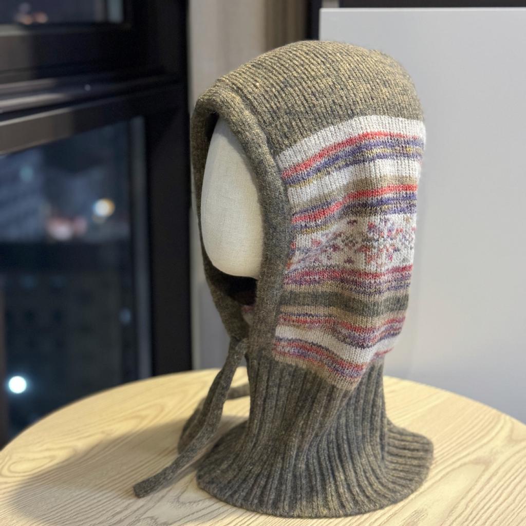 New Scarf Hat Integrated Knitted Hat for Men and Women Warm Ear Protection Lei Feng Hat Autumn and Winter Balaclava Woolen Hat