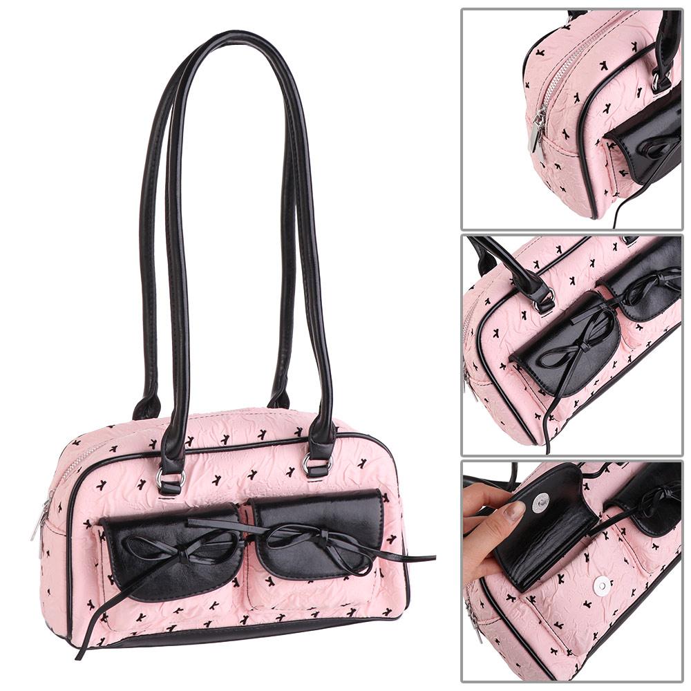 Sweet Bow Ribbon Shoulder Bag Korean Style Y2k Armpit Bag Trendy French Stick Underarm Bag Handbag