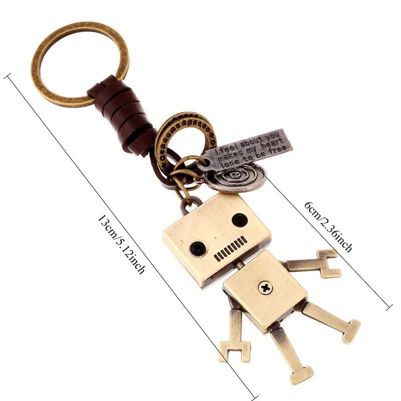 Simple Cartoon Cute Robot Keychain Personalized Retro Woven Key Pendant Creative Bag Pendant