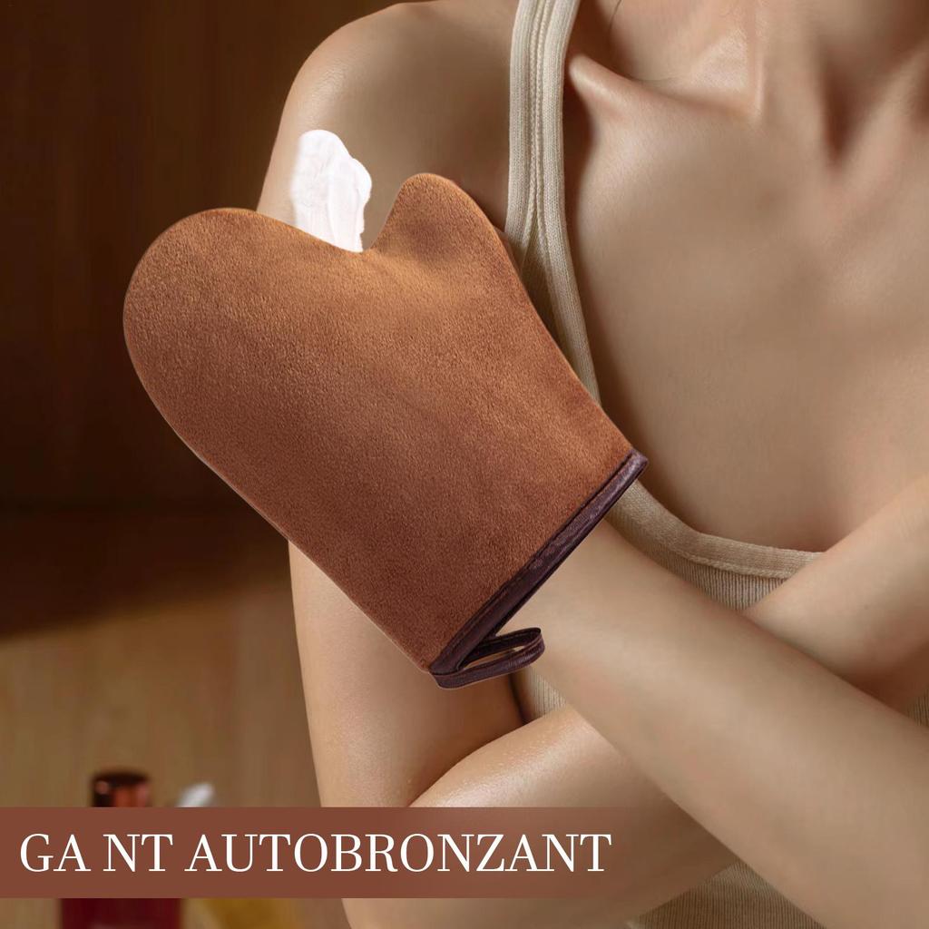 Self-Tanning Glove Tanning Body Lotion Mitt Reusable Machine Washable Applicator with Thumb Soft Tool Double-Sided Applicator