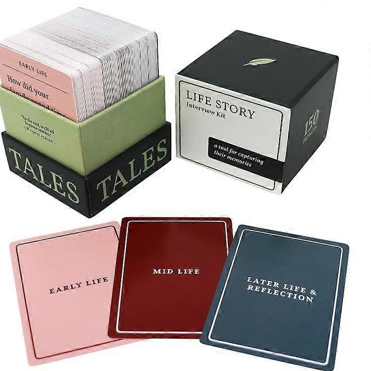 Kit Intervista Storia della Vita Tales Kit Intervista Storia della Vita Carte 150 PEZZI Mazzo di Carte Tales per Serate in Famiglia Gioco di Condivisione di Ricordi per Conoscere Meglio i Genitori