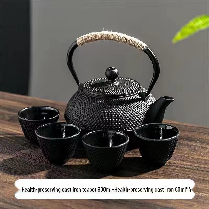 Vintage Cast Iron Teapot and Accessories