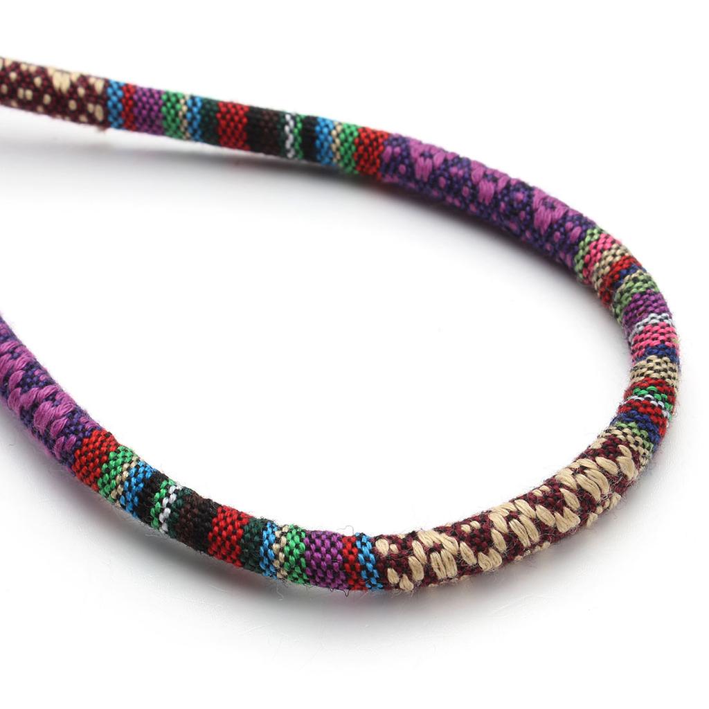 Louleur Twisted Cords Rope Colorful Handmade Fabric Ethnic Rope Cotton Cord Embroider Cords for Jewelry Making DIY Bracelet
