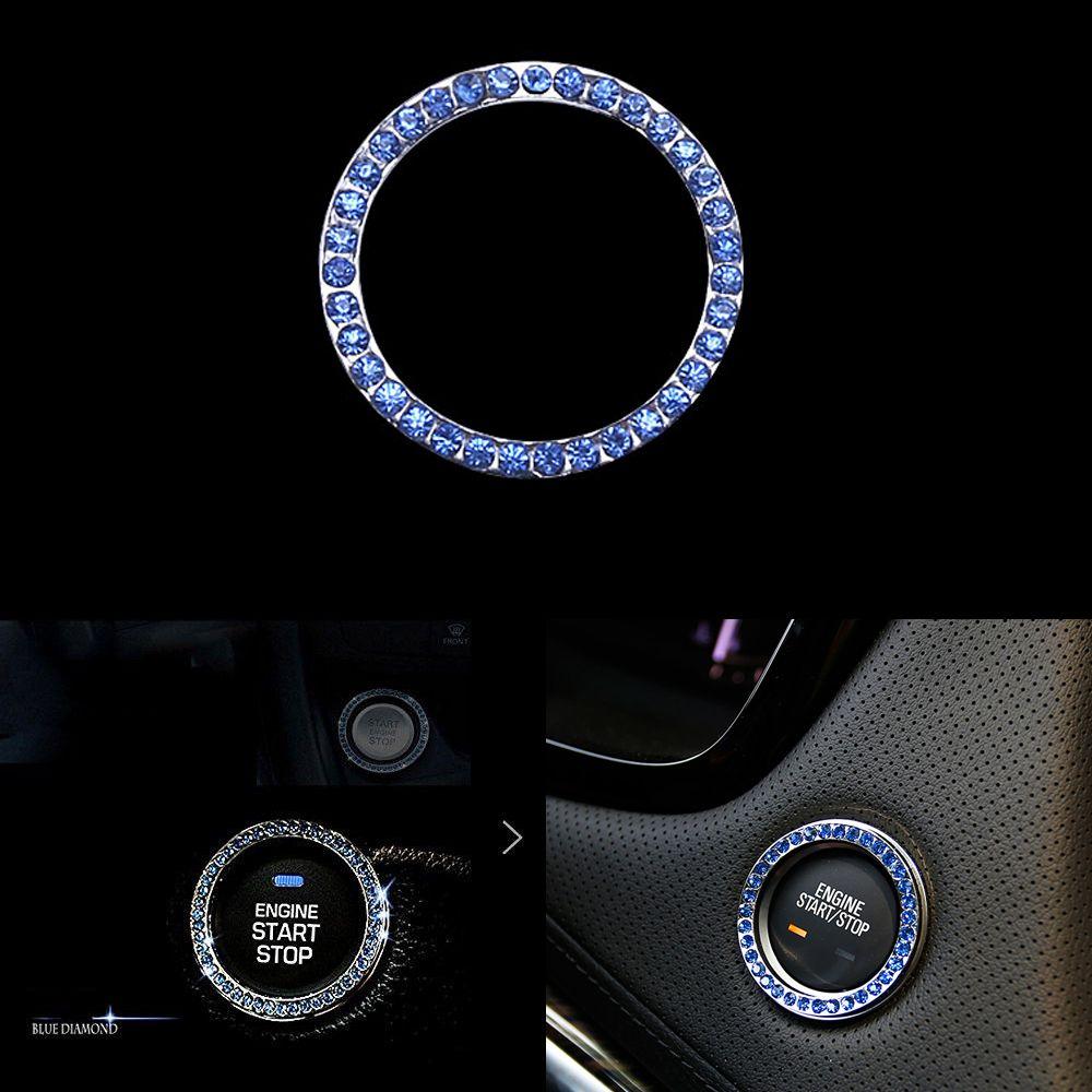 

Hot Blue Accessories Fashion Diamond Car Decoration Start Switch Button Ring Circle