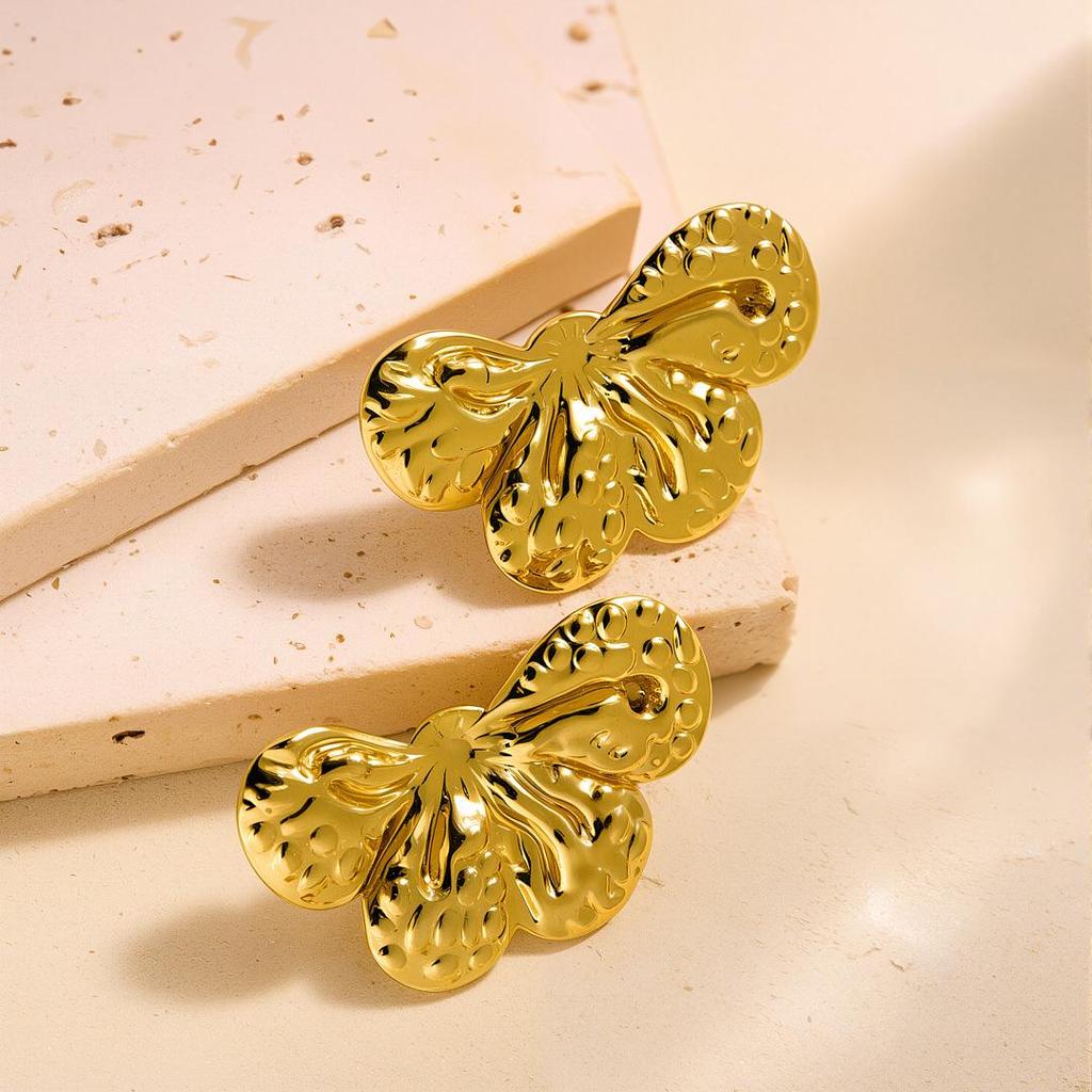 Geometric Irregular 18k Gold Titanium Steel Earrings for Women