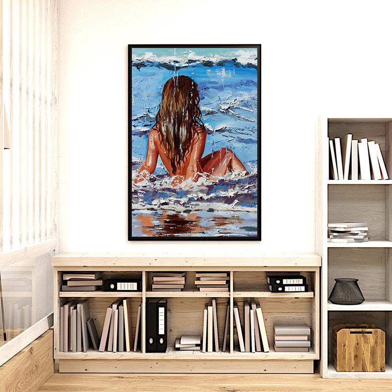 Modern Abstract Sexy Woman Posters Prints Beach Swimming Wall Art Picture Canvas Painting for Living Room Home Aesthetic Decor