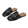 Baotou slippers women's outer wear 2025 summer new retro beach flat-bottomed woven sandals versatile lazy muller shoes