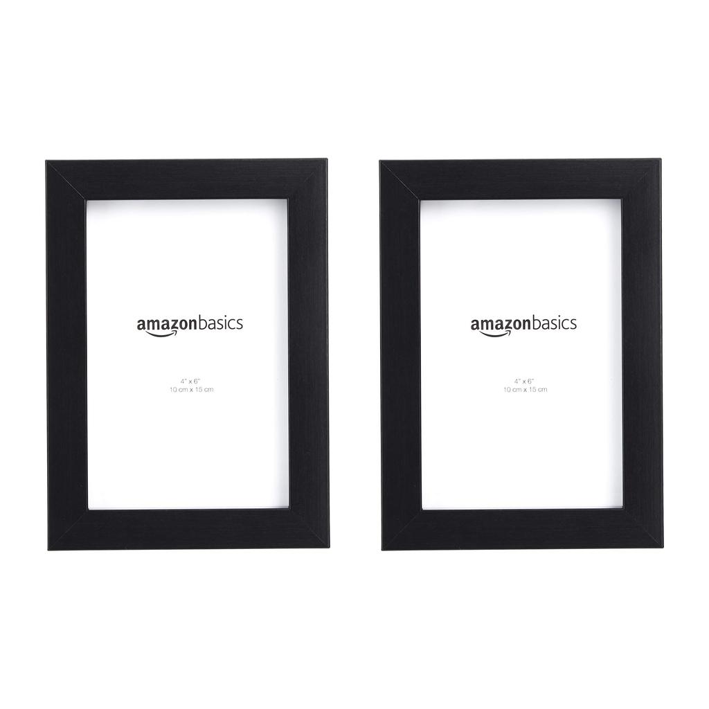 Amazon Basics Postcard Size Photo Set of 10 cm x 15 cm Frames, Rectangular, Black, 2,