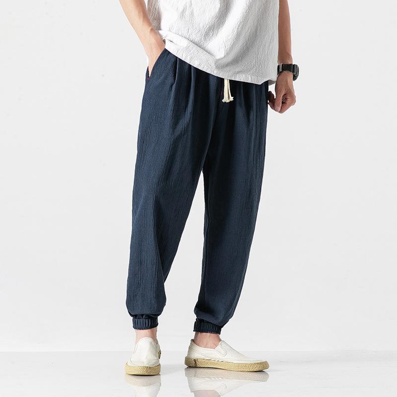 Chinese Style Bloomers Men's Linen Pants Men's Cotton and Linen Harem Pants Leggings