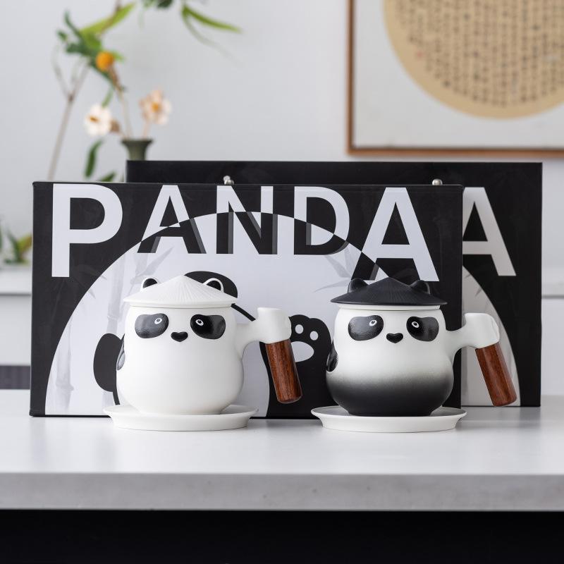 Creative Guochao Panda Mug Couple Cup Gift Box for Girls Valentine's Day Friends High-end Birthday Gifts