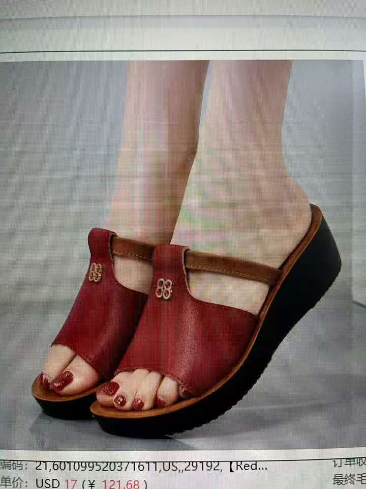 Mom Slippers 2025 New Summer Wedge Heel Cool Slippers Women's Wear Middle-aged Non-slip Soft Sole Comfortable and Lightweight Women's Shoes
