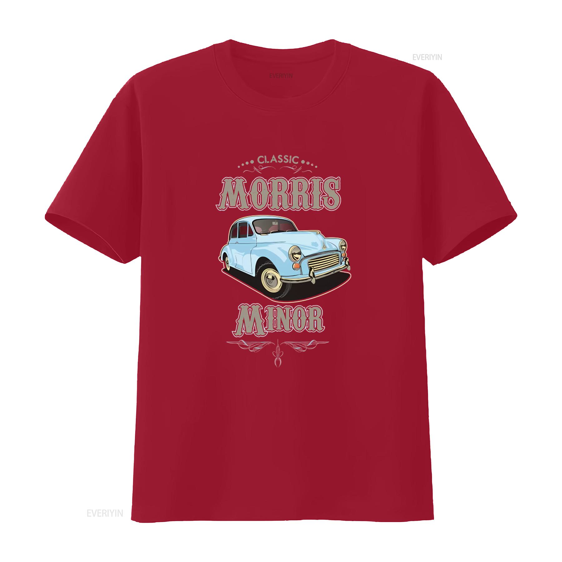 

Футболка с изображением классического автомобиля Morris Minor Ретро-дизайн в винтажном стиле Винтажная слегка выцветшая футболка для повседневной носки графическая мода S