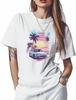 T Shirts for Women Graphic Tees Summer Car Crew Neck Short Sleeve Shirts for Women Pink Sky Casual T-Shirt
