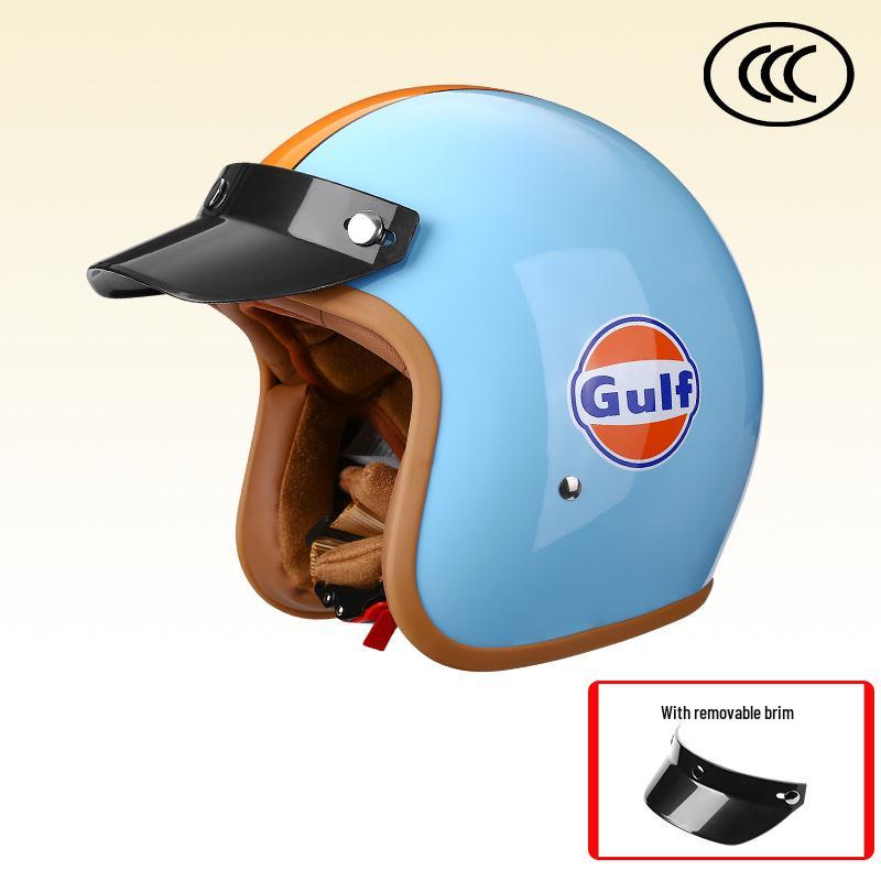 Retro 3C-Certified Unisex Motorcycle Helmet, All-Season 3/4 Design for Motorbike & Electric Bike