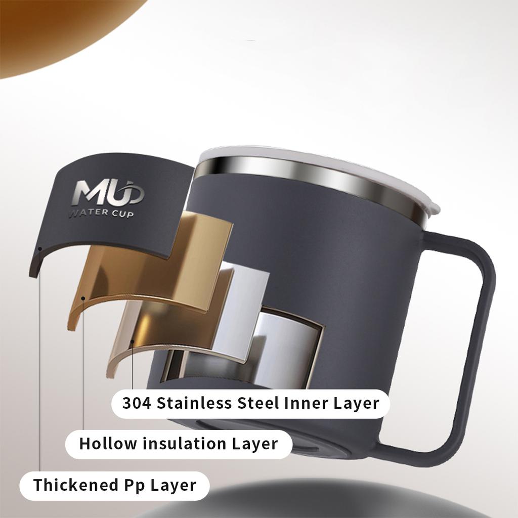 400ML Portable Insulated Mug 304 Stainless Steel Coffee Cup With Handle Cold And Hot Resistant Drinking Cup For Student Adult