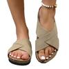 Summer Retro Cork Flat Bottom Cross with Cool Slippers, Wearing Thick Bottom Large Size Women's Slippers