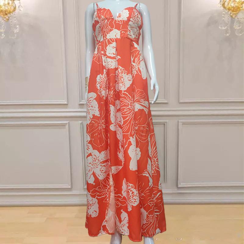 European & American Women's Sexy Slim Suspender Evening Dress with Deep V Slit (Summer 2025 Collection)