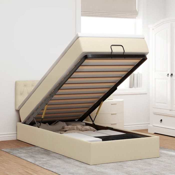 Maison Exclusive - Lit ottoman avec matelas crème 90x200 cm tissu