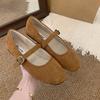 Suding round head retro red shallow mouth single shoes women's 2025 new spring Mori soft flat Mary Jane Doudou shoes