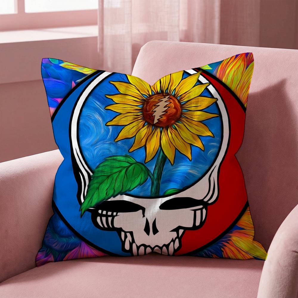 Grateful Dead Rock Band Cushion Cover Multi-Scene Pillow Cover for Home & Car - Reversible, Soft & Durable for Daily Use